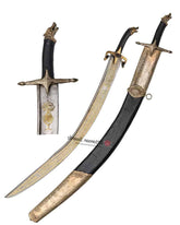 Brass Engrave Kilij With Scabbard Wolf Head