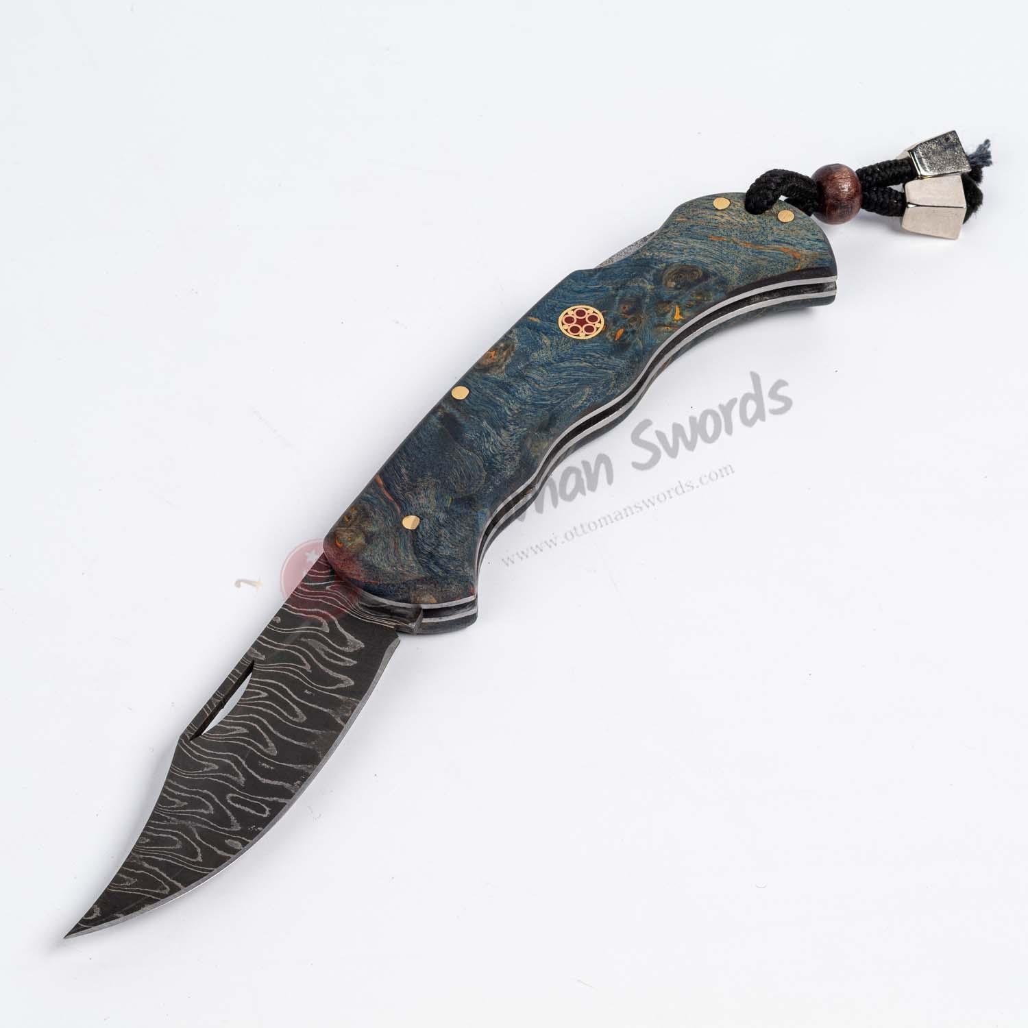 Damascus Steel Folding Knife (1)