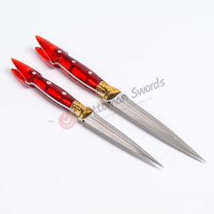 Double Edged Dagger Knife Forged Custom Handmade Red (1)