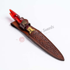 Double Edged Dagger Knife Forged Custom Handmade Red (2)