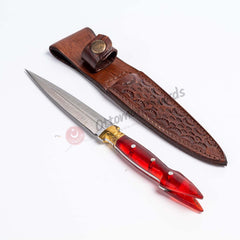 Double Edged Dagger Knife Forged Custom Handmade Red (5)