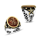 Enameled Abjad Numerology men's Silver Ring with star motif (2)