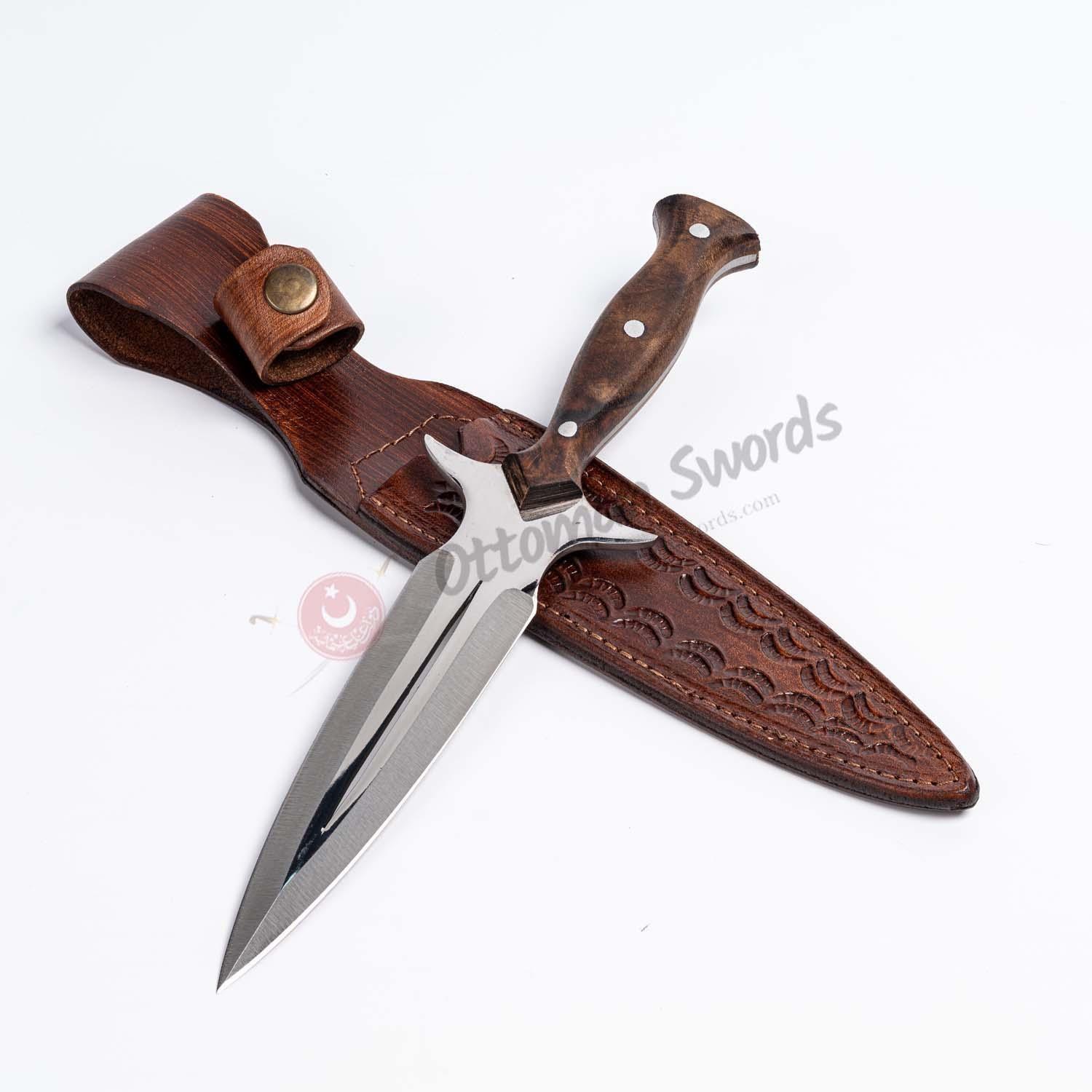 Handmade Dagger Knife with Sheath Tactical Fixed Blade Knife (1)