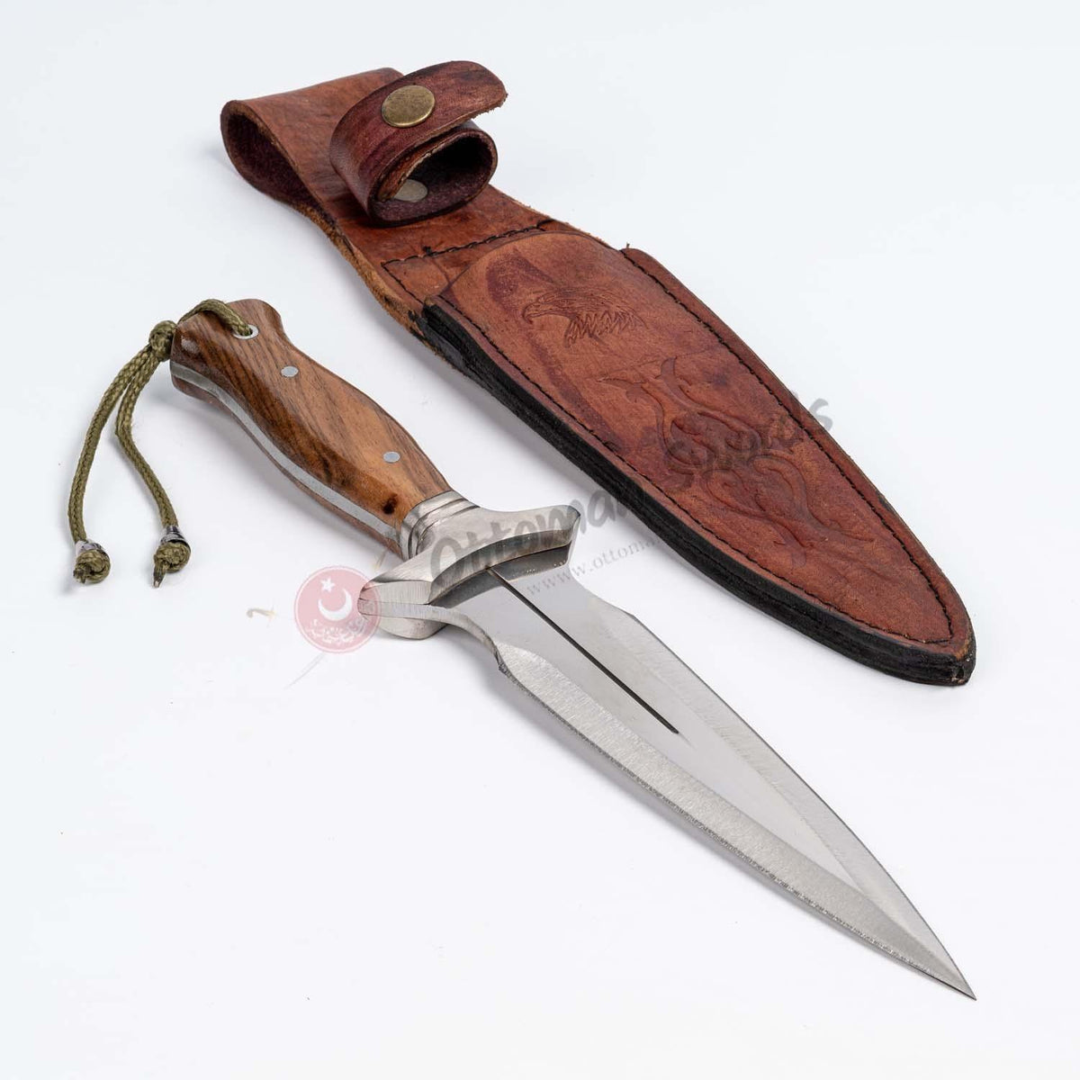 Handmade Double Edge Dagger Knife Walnut Handle Stainless Steel (2)