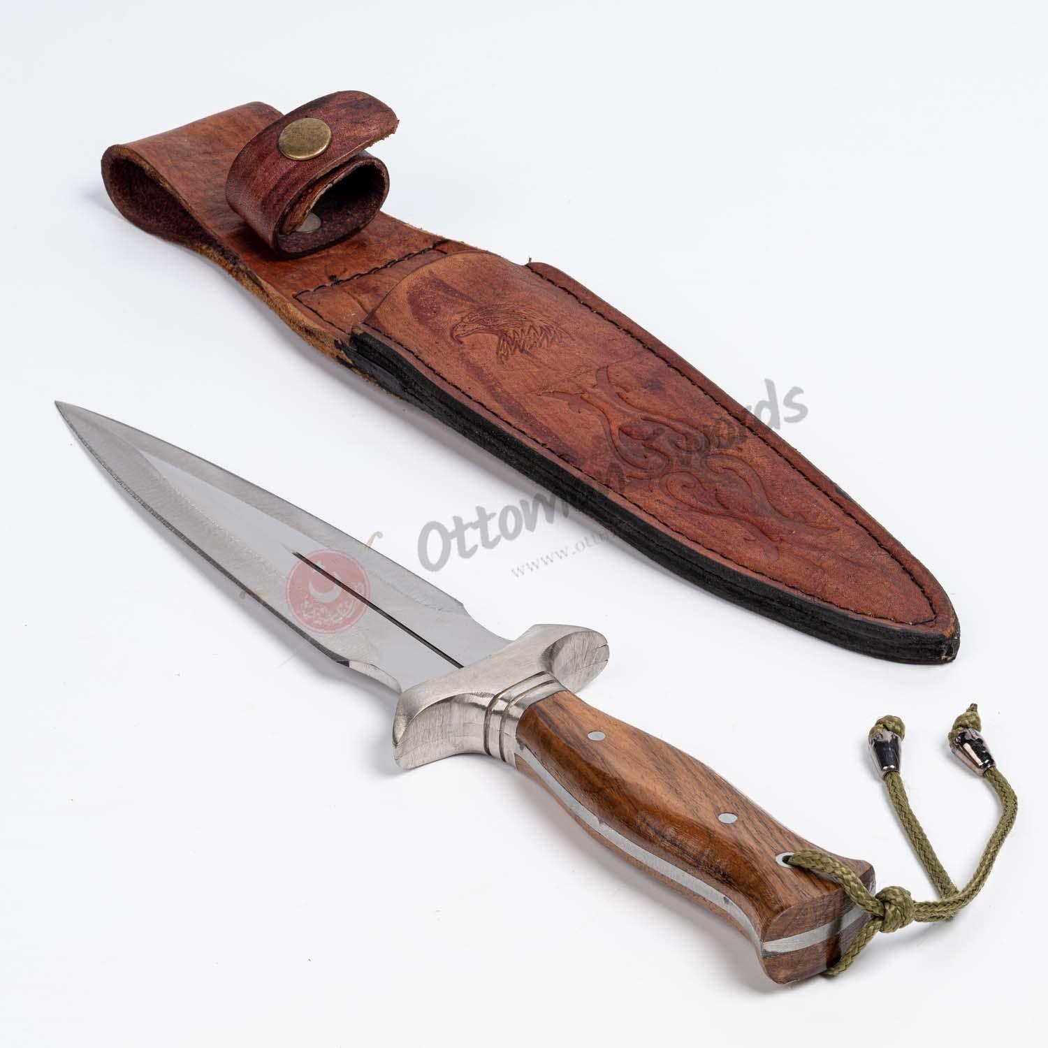 Handmade Double Edge Dagger Knife Walnut Handle Stainless Steel (3)