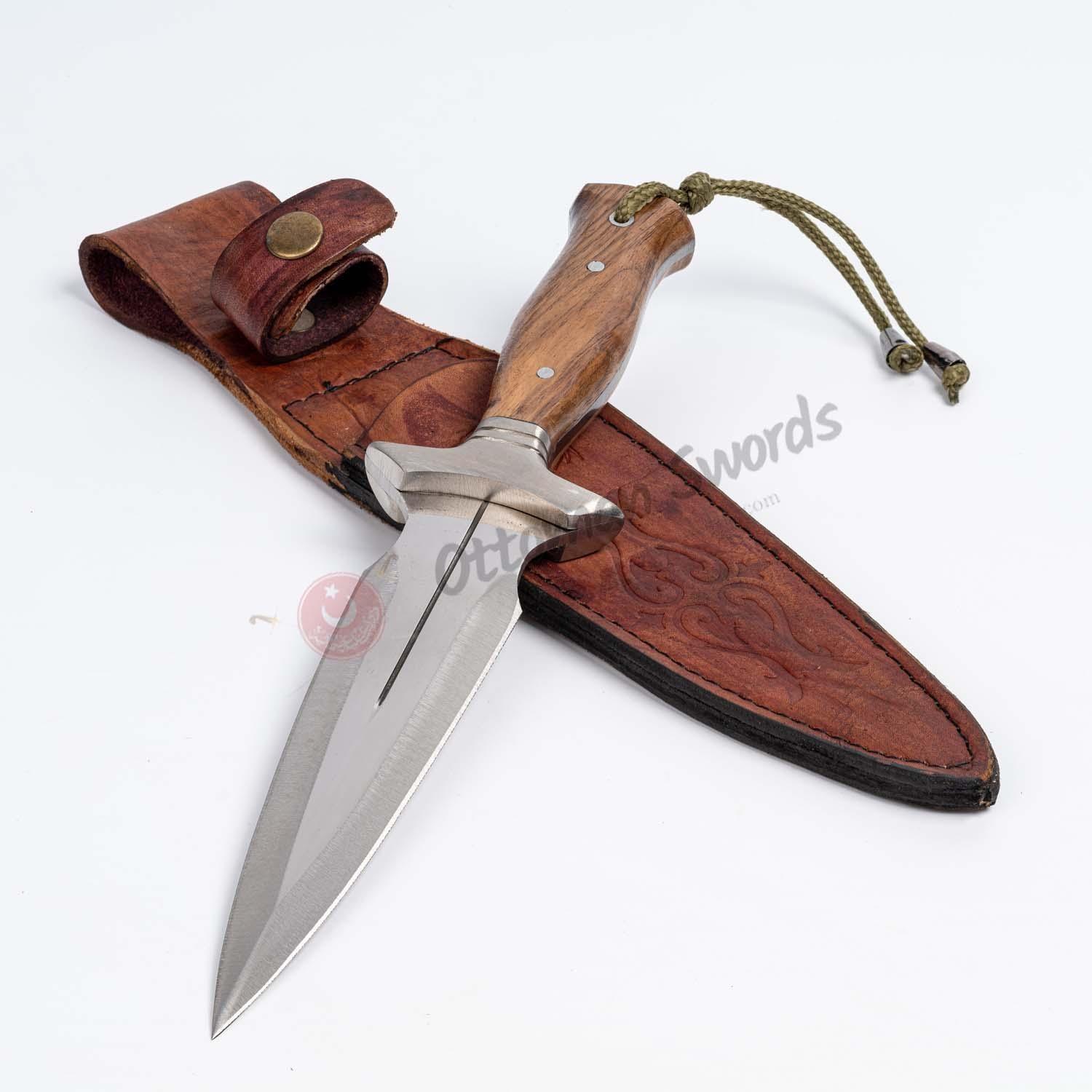 Handmade Double Edge Dagger Knife Walnut Handle Stainless Steel (4)