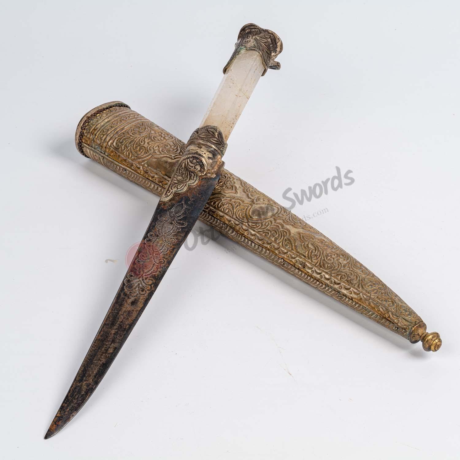 Natural Najaf Stone Handle Dagger Brass Engraved Scabbard (1)
