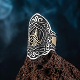 Ottoman Tugra Embroidered Zihgir Archer's Silver Ring for men