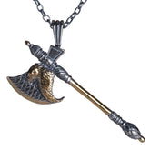 Resurrection Ertugrul Turgut Alp Axe with Hawk Figure Silver Necklace