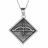 Tozkoparan The Archer Bow and Arrow Model Square Cut Silver Necklace 2