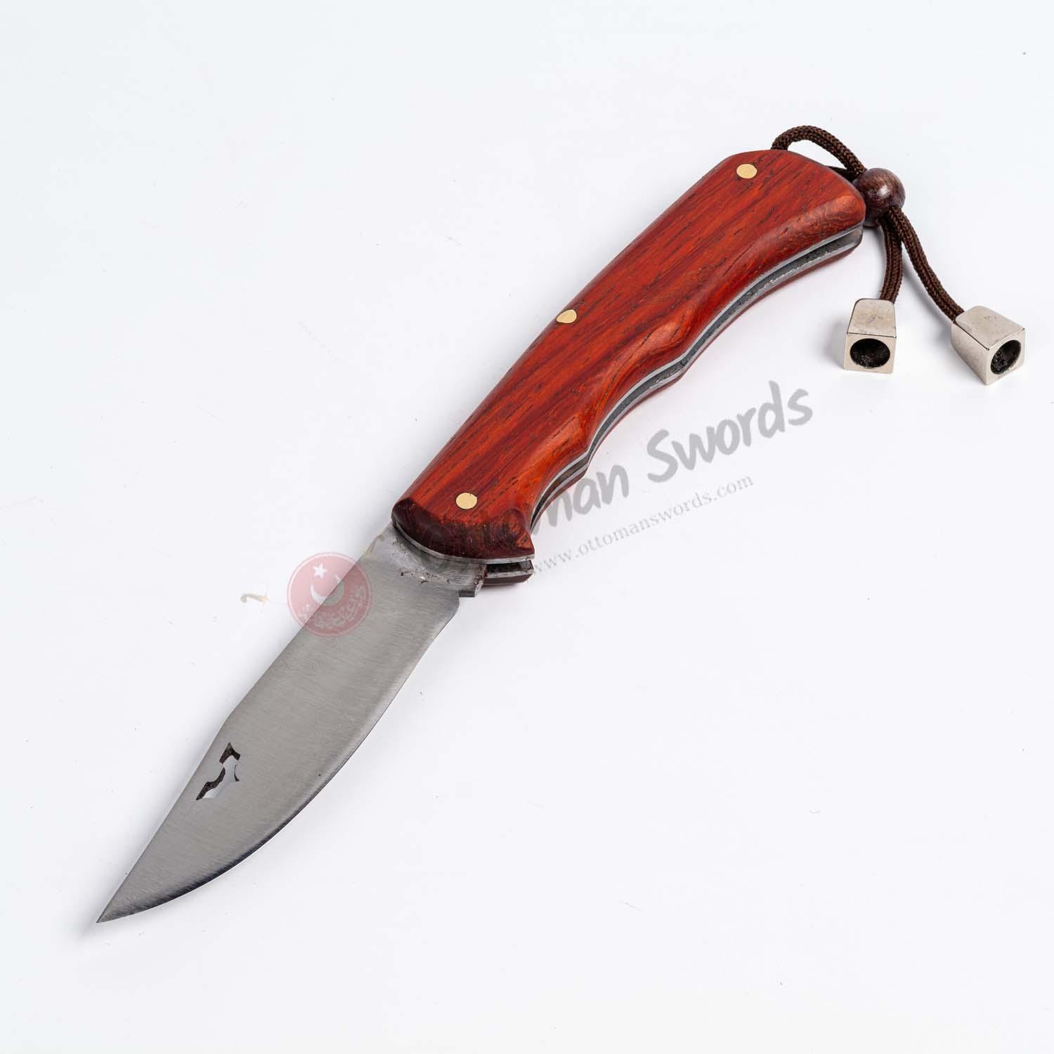 Walnut Handle Liner Lock Folding Pocket Knife (1)