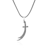 Zulfiqar Sword Silver Necklace Decorated with Motifs