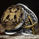 double headed eagle zulfiqar sword silver ring (3)