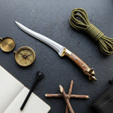 Hand Forged Trailing Point Hunting Knife with Walnut Handle