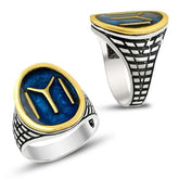 kayi tribe silver ring with blue enamel (1)