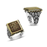 square cut enameled abjad numerology silver ring for men (2)