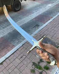 16-17. Century Ottoman Curved Fuller Horn Handle Sword (12)