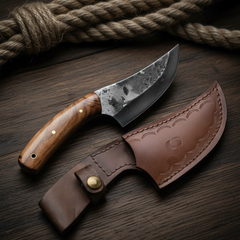 24 cm Hand Forged Carbon Steel Hunting Knife with Walnut Handle