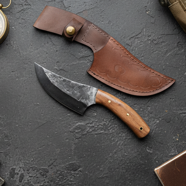 24 cm Hand Forged Carbon Steel Hunting Knife with Walnut Handle