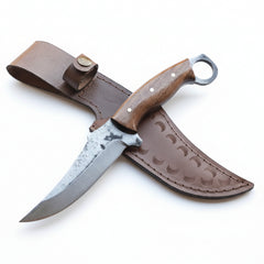 26 cm Hand Forged Carbon Steel Hunting Knife with Walnut Wood Handle