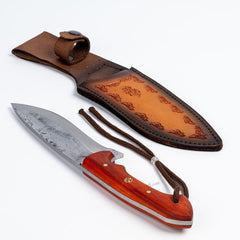 28 cm Hand Forged Carbon Steel Hunting Knife with Padauk Wood Handle