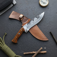 30 cm Hand Forged Carbon Steel Hunting Knife with Walnut Wood Handle