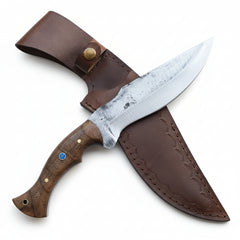 30 cm Hand Forged Carbon Steel Hunting Knife with Walnut Handle