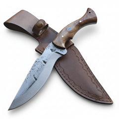 30 cm Hand Forged Carbon Steel Hunting Knife with Walnut Handle