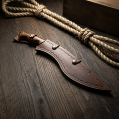 45 cm Hand Forged Carbon Steel Kukri Knife with Walnut Wood Handle