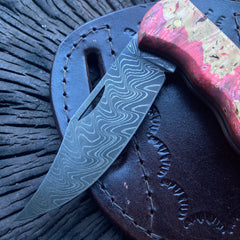 Navaja plegable de acero de Damasco