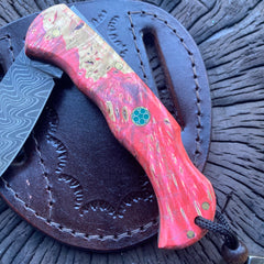 Navaja plegable de acero de Damasco