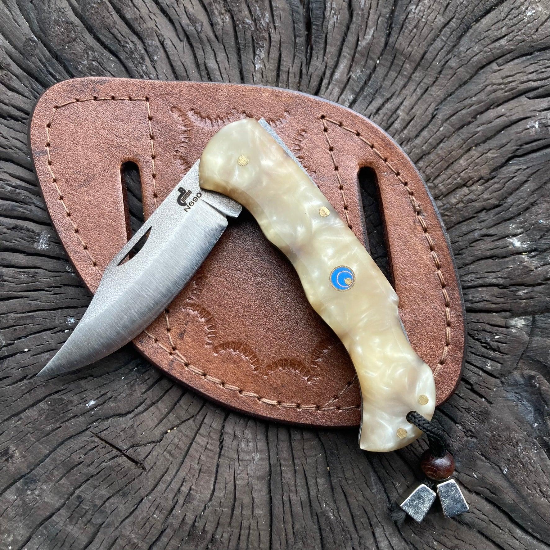 8 İnches Folding Knife Gray Handle N690 Steel