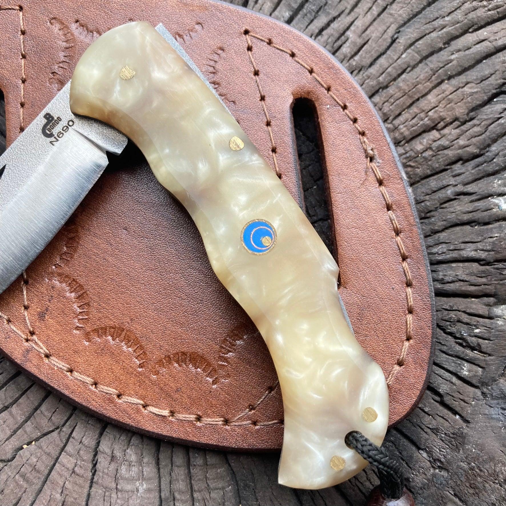 8 İnches Folding Knife Gray Handle N690 Steel