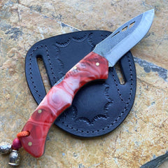 8 İnches Folding Pocket Knife Red and White Handle N690 Steel Camping Knife