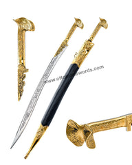 Brass Handle Yataghan Sword With Wall Frame