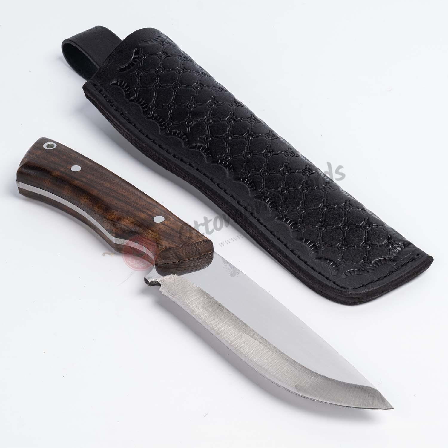 Adjutant Camping Knife Stainless Steel 9.8 Wood Handle (1)
