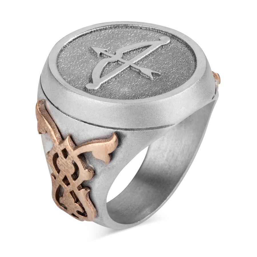 Alparslan The Great Seljuks Bow and Arrow Model Silver Ring