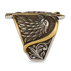 Alparslan The Great Seljuks Hawk Model Silver Ring for men (5)