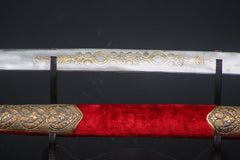 Antique Style Yatagan Sword Red Velvet Brass Scabbard