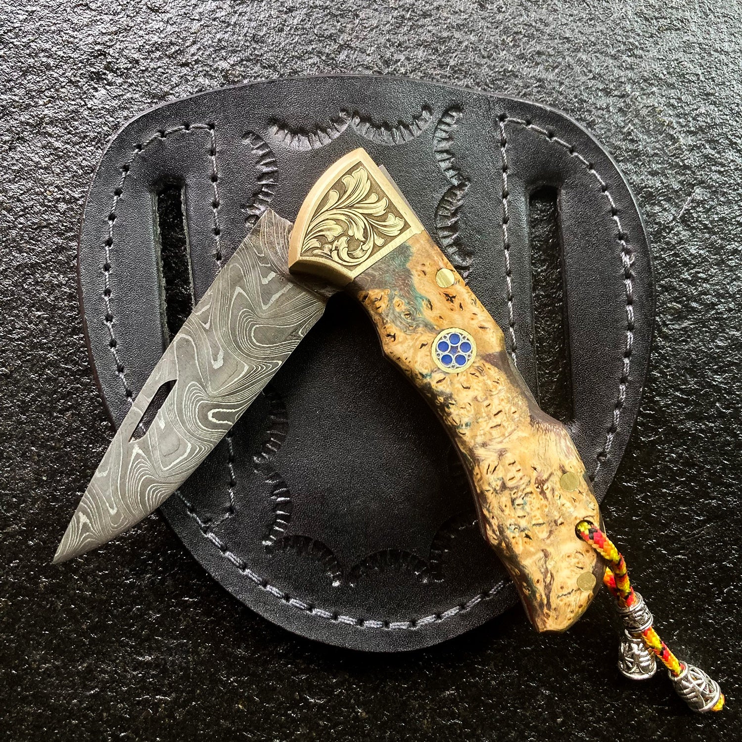 Handmade Forged Damascus Pocket Folding Knife