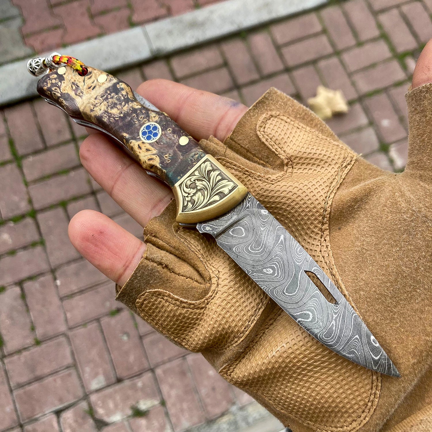 Handmade Forged Damascus Pocket Folding Knife