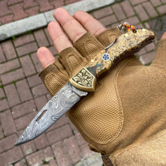 Handmade Forged Damascus Pocket Folding Knife