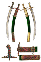 Brass Engrave Kilij Sword With Coral and Turquoise Stone (1)