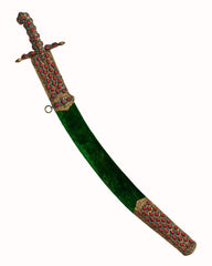Brass Engrave Kilij Sword With Coral and Turquoise Stone (3)