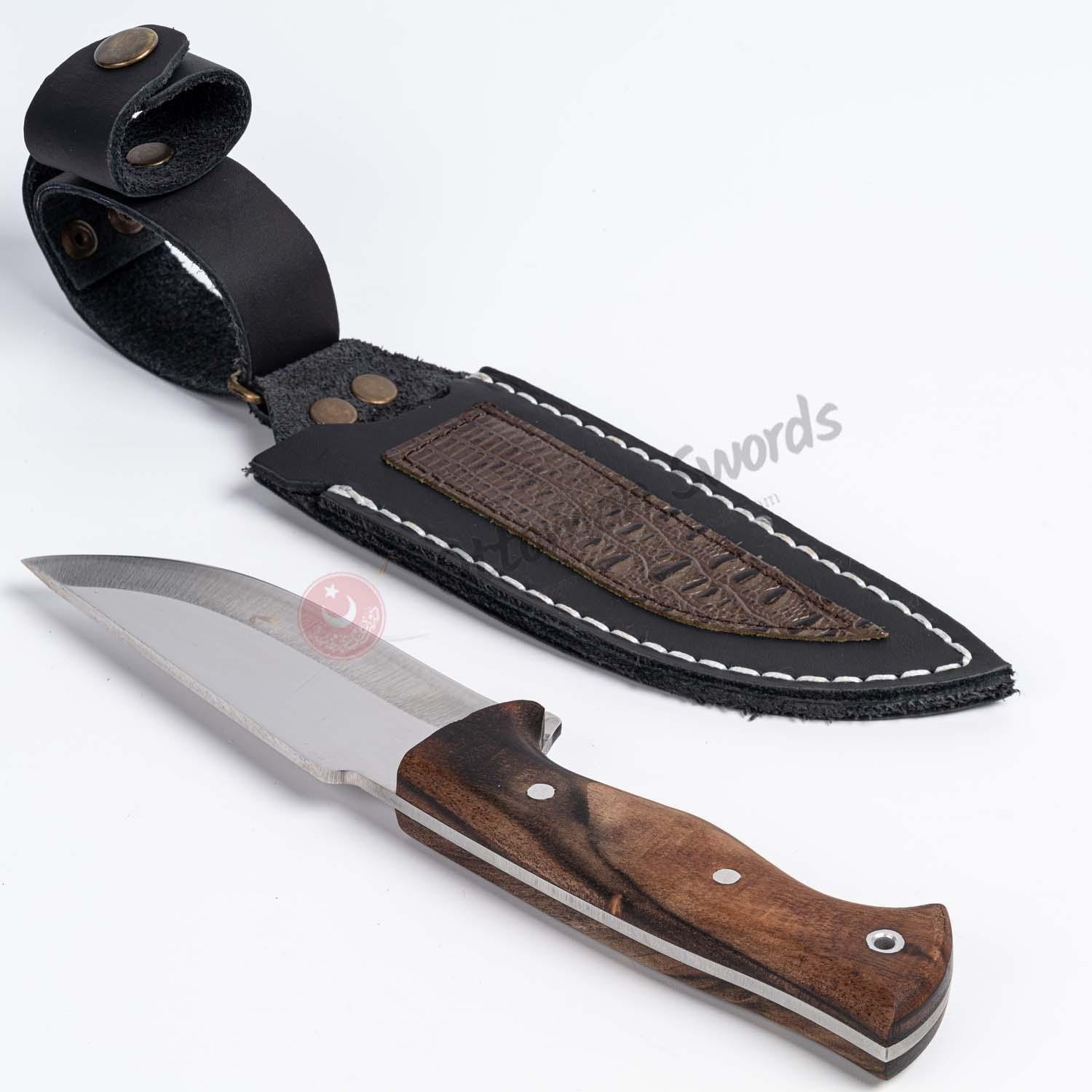 Bushcraft Camping Knife Stainless Steel Walnut Handle 9.8 (2)