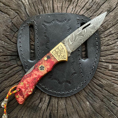 Damascus Folding Knife For Sale