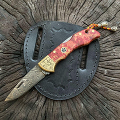 Damascus Folding Knife For Sale