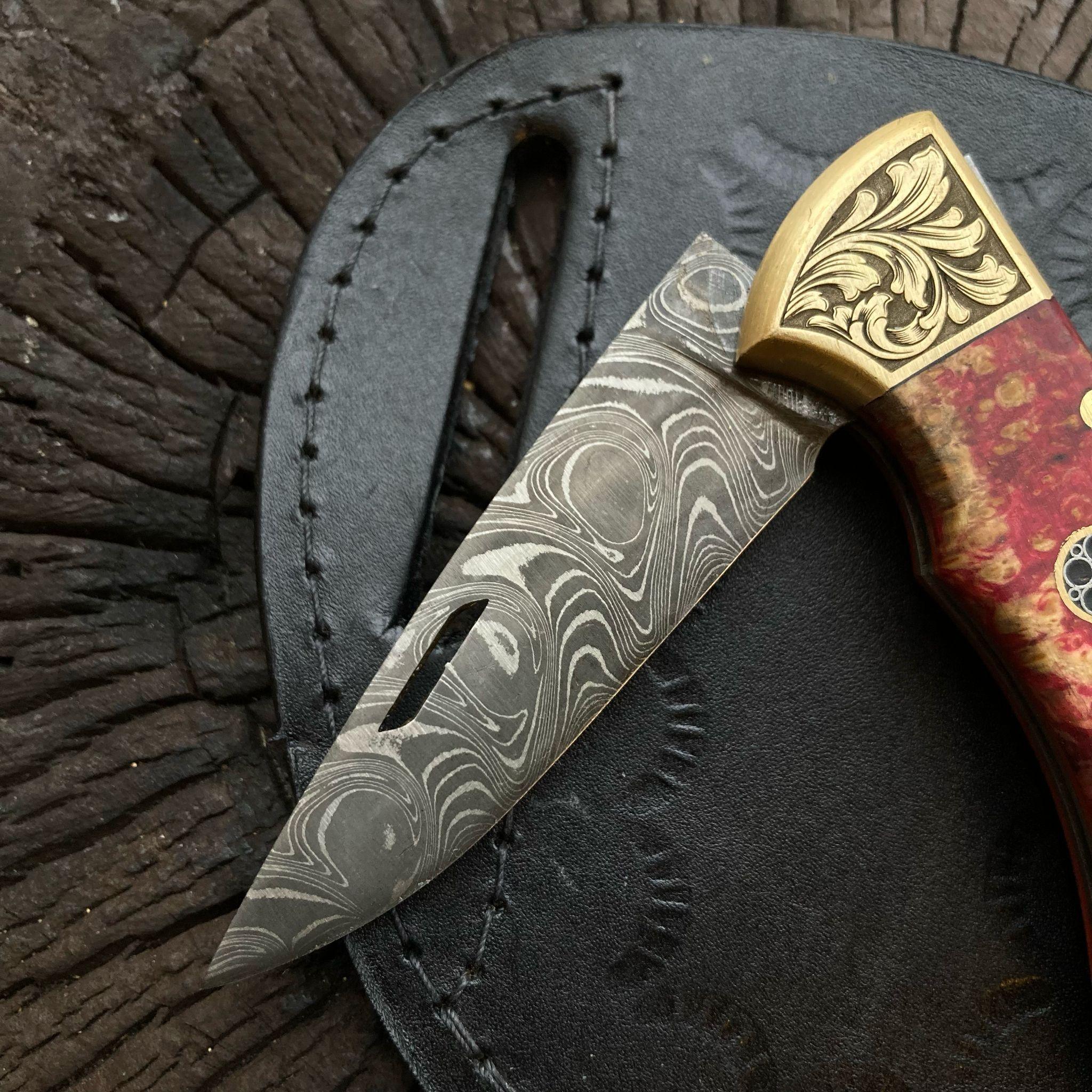 Damascus Folding Knife For Sale