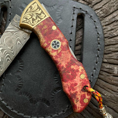 Damascus Folding Knife For Sale