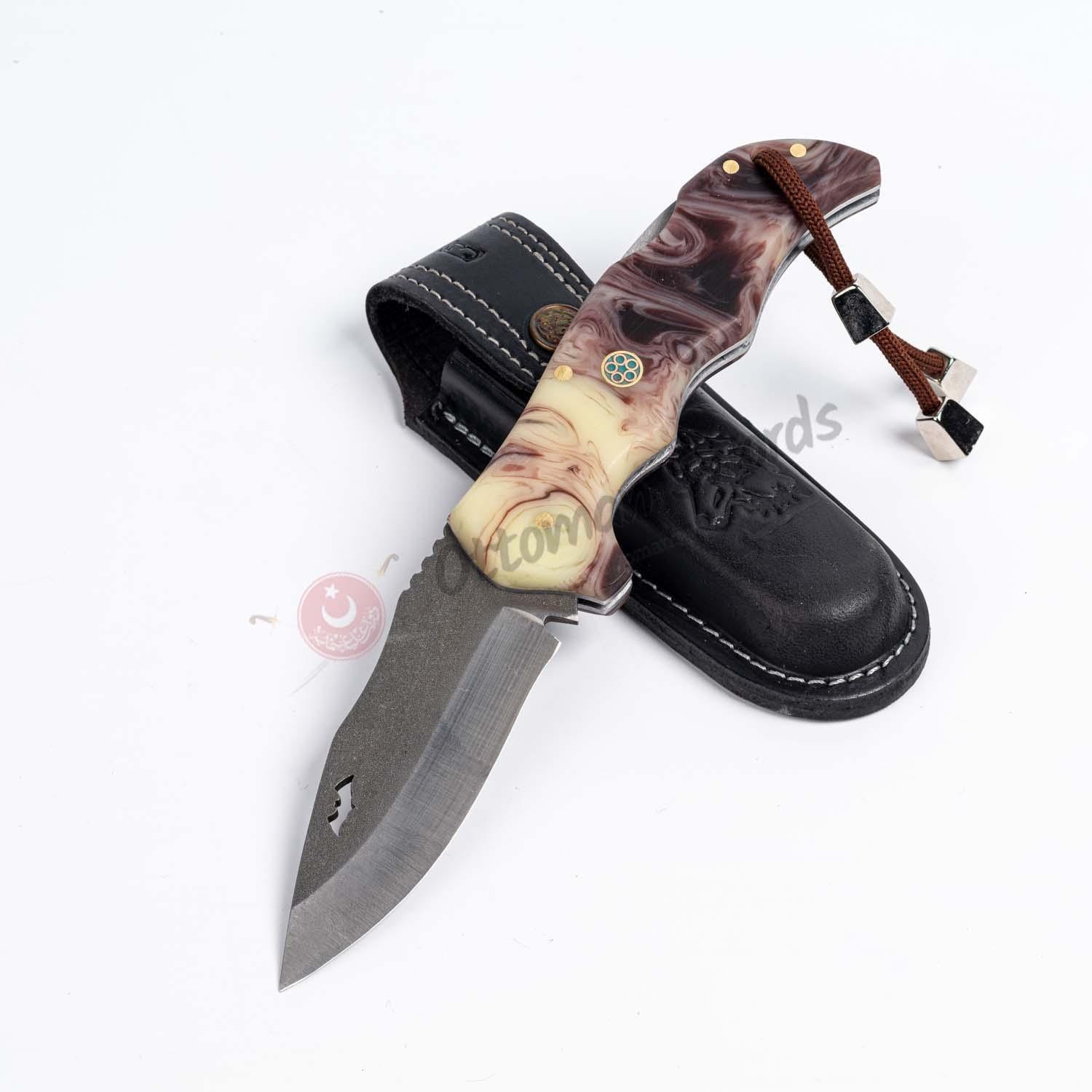 Custom Engraved Folding Knife and Leather Sheath (4)